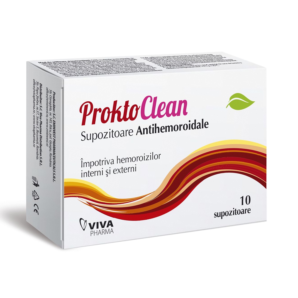 ProktoClean supozitoare antihemoroidale, 10 bucati, Viva Pharma